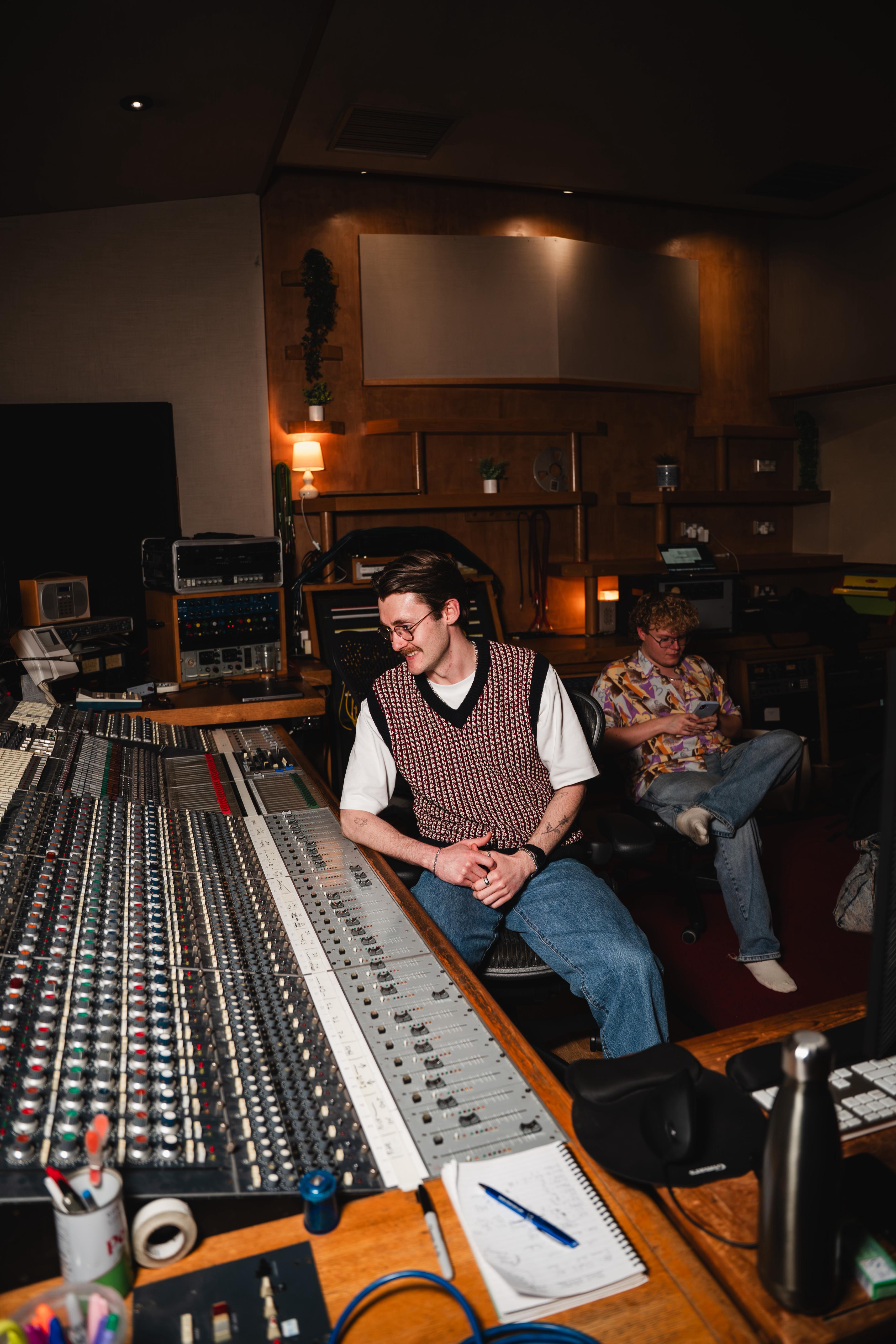 Ewan recording at Konk Studios, London